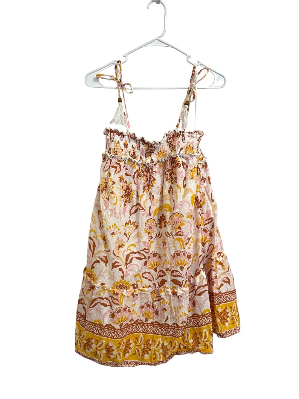 Jessica Simpson Pink & Yellow Floral Tie-Shoulder Sundress